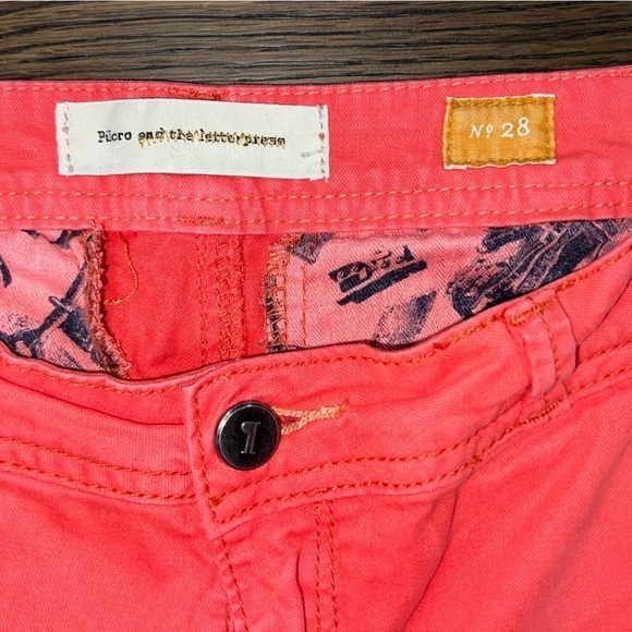 Anthropologie Pilcro and the Letterpress Pants Coral Straight Leg Jeans Mid Rise - Picture 6 of 7